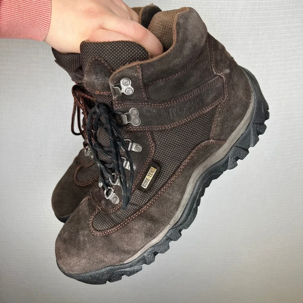 Rocky Gore-Tex‎ Brown Suede Mesh Hiking Boots Mens 12 M Waterproof Lug Sole H040